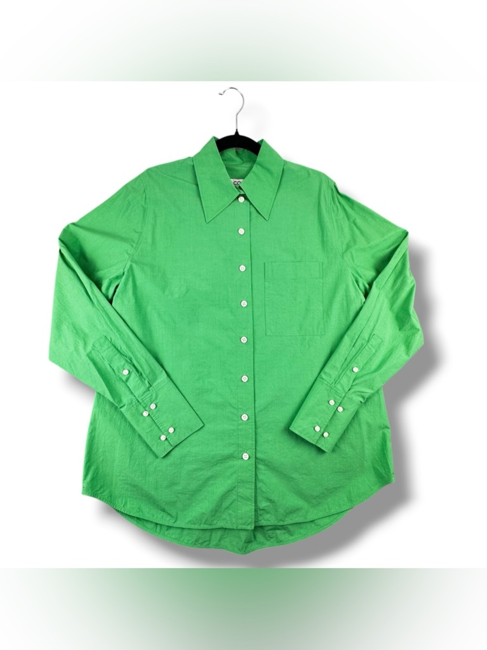 COS Classic 100% Cotton Green Button-Up Long Sleeve Shirt Women’s Size 10 EUC
